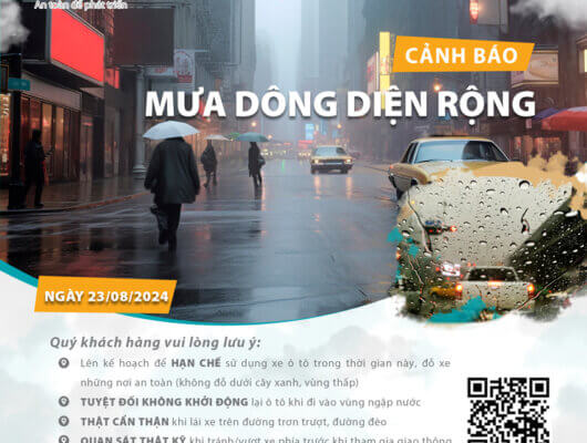 Cảnh báo mưa dông, gió giật ngày 23/08.