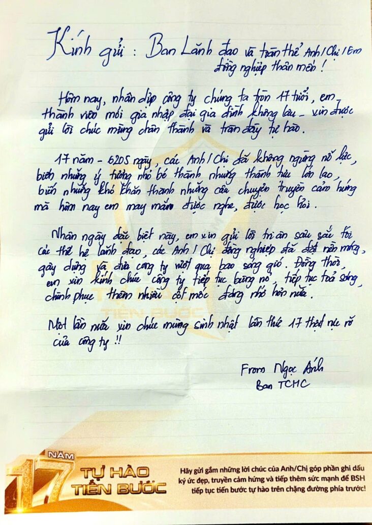Những bức thư gửi BSH – Khi hành trình 17 năm được viết bằng sự gắn bó và niềm tin của tập thể BSH