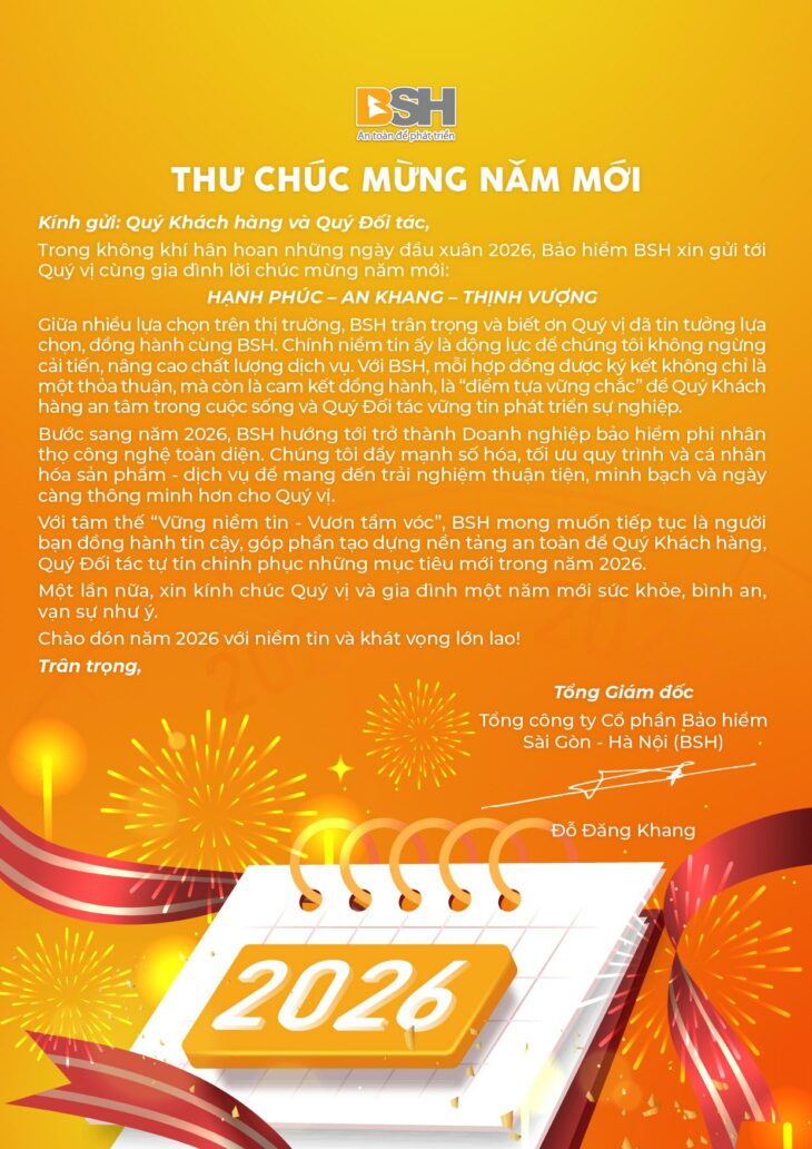 BẢO HIỂM BSH CHÚC MỪNG NĂM MỚI 2026